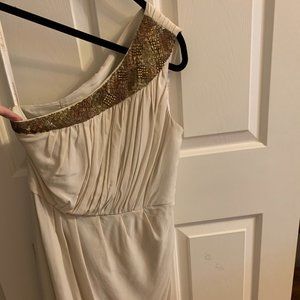 Shoshanna Cream and gold cocktail dress